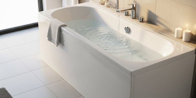 Close-up of acrylic bath material